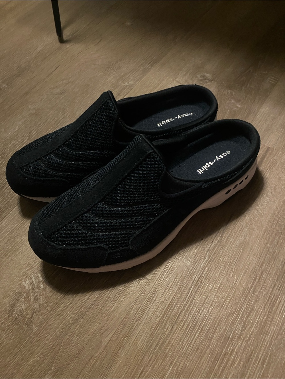 Easy Spirit Navy Blue Mesh Slip-On Mule with White Sole